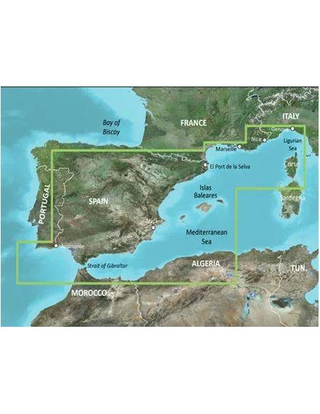 Carta Náutica Garmin BlueChart® G3  Mediterráneo