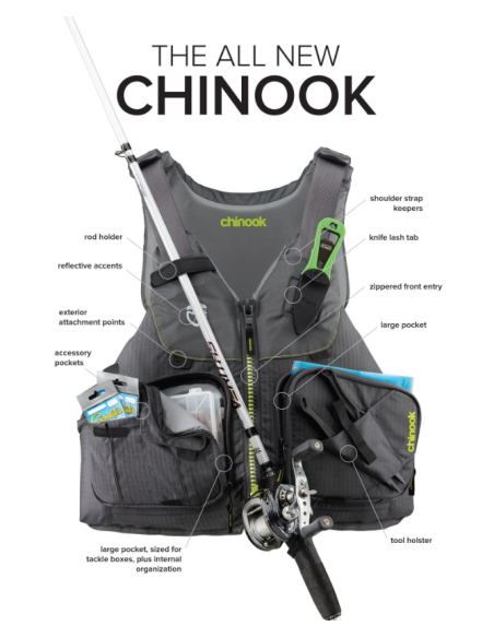 Colete Salva-vidas NRS Chinook com costas de malha para pesca