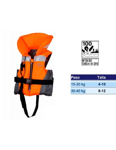 Chaleco Salvavidas Niño Plastimo Kid-O 100N 15-30 kg Naranja